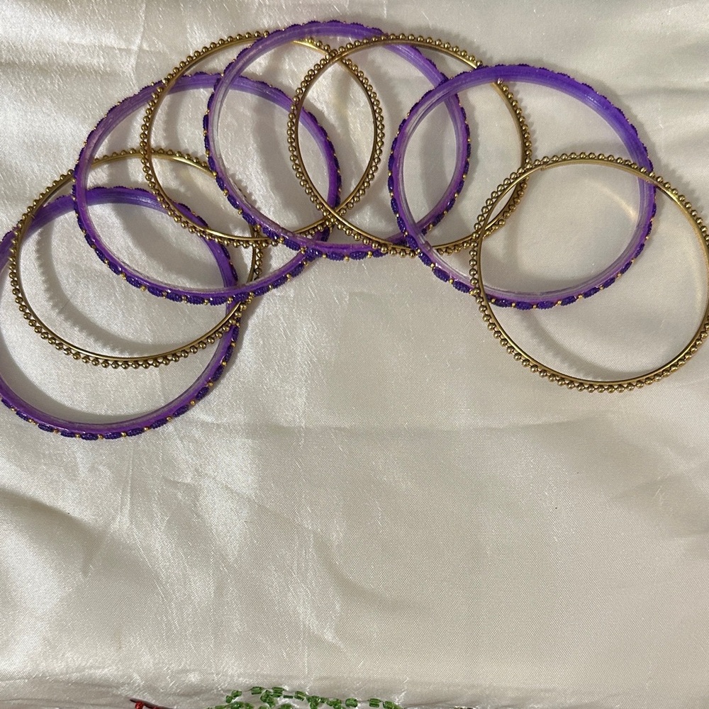 Vibrant Purple and Gold Bracelet Set